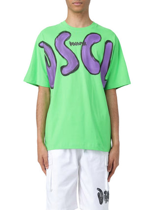 Disclaimer T-shirt manica corta con maxi stampa verde lime