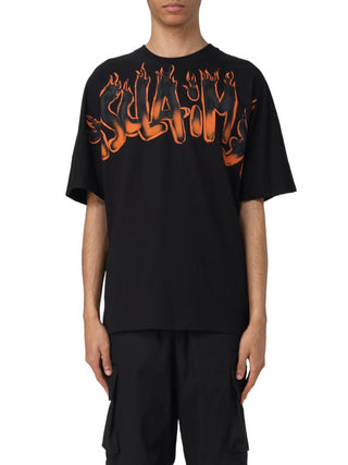 Disclaimer T-shirt manica corta con stampa logo nero arancio