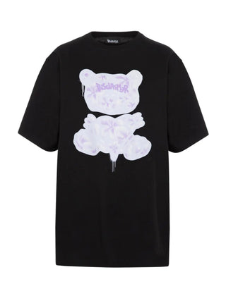 Disclaimer T-shirt manica corta con orsetto nero lilla