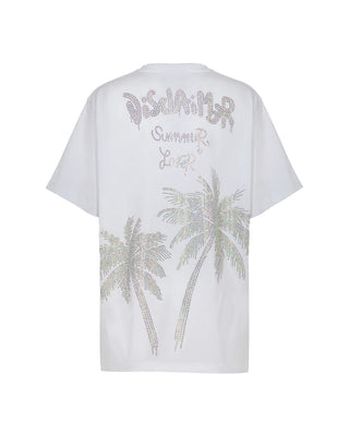 Disclaimer T-shirt manica corta con logo strass bianco