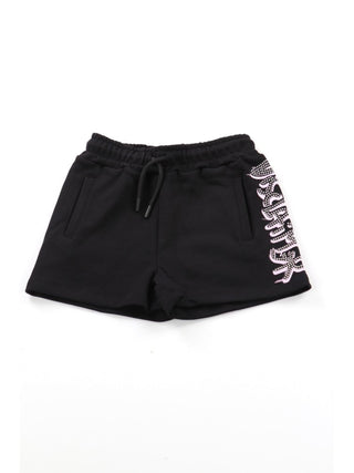 Disclaimer shorts in felpa con logo borchiato nero