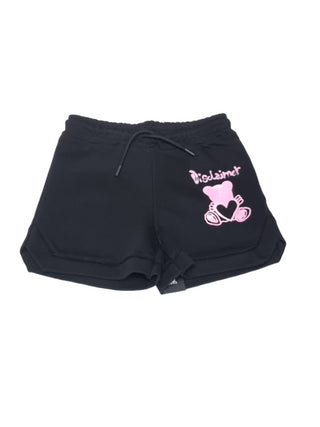 Disclaimer shorts in felpa con stampa logo nero
