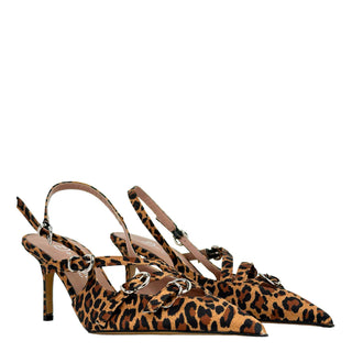 Divine Follie decollete slingback in fantasia animalier beige marrone