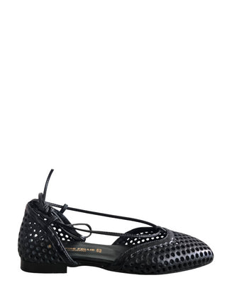 Divine Follie ballerine in pelle traforata con laccetti nero