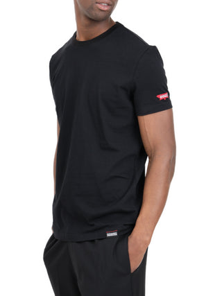 Dsquared2 T-shirt manica corta con patch logo nero