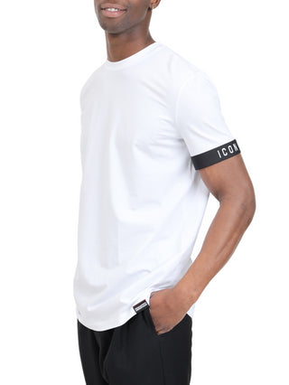 Dsquared2 T-shirt manica corta con banda logo Icon bianco