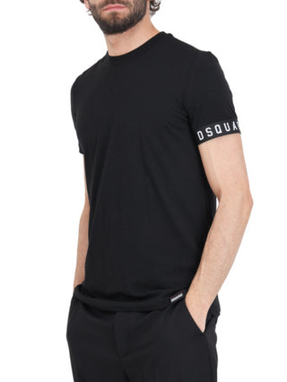 Dsquared2 T-shirt manica corta con banda logo nero