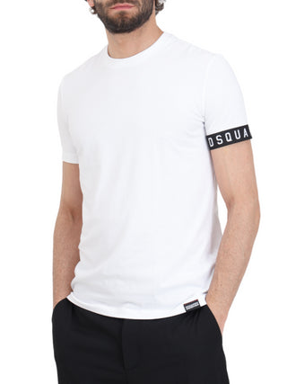 Dsquared2 T-shirt manica corta con banda logo bianco