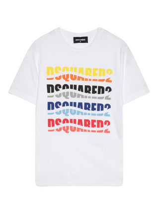 Dsquared2 T-shirt a manica corta con logo multicolor bianco