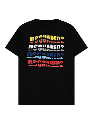 Dsquared2 T-shirt a manica corta con logo multicolor nero