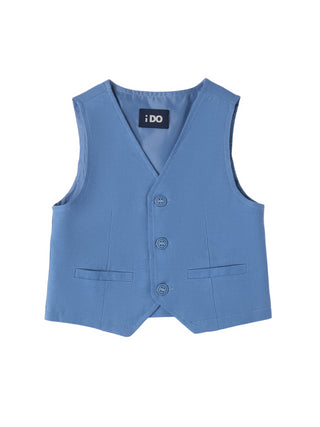 iDo gilet elegante in misto lino blu avion