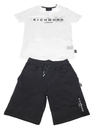 John Richmond completo Kami T-shirt e bermuda bianco nero