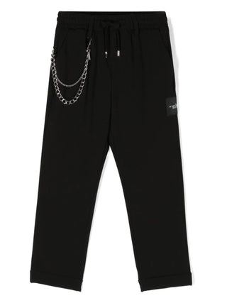 John Richmond pantaloni Elakrab gamba straight con catenella nero