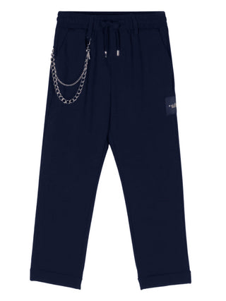 John Richmond pantaloni gamba straight con catenella blu