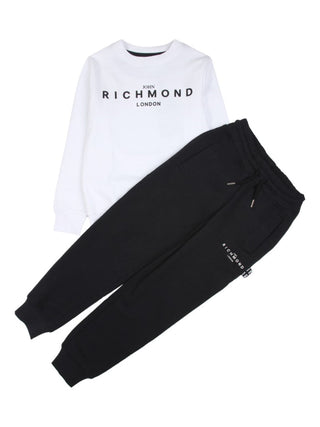John Richmond completo felpa e pantaloni bianco nero