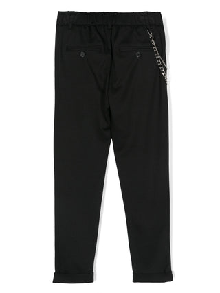 John Richmond pantaloni Harle con pinces e catenella nero
