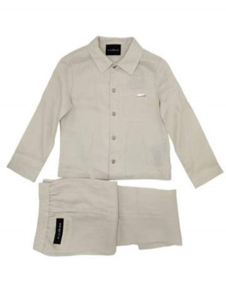 John Richmond completo camicia e pantalone in lino beige