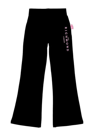 John Richmond completo felpa crop e pantaloni flare con logo rosa nero