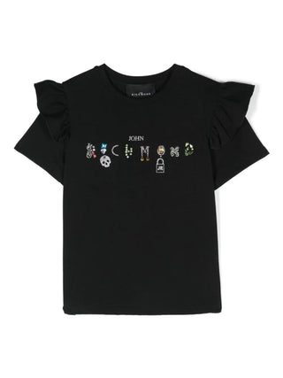 John Richmond T-shirt a maniche corte con logo gioiello nero