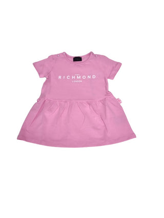 John Richmond abito in jersey a maniche corte con logo rosa