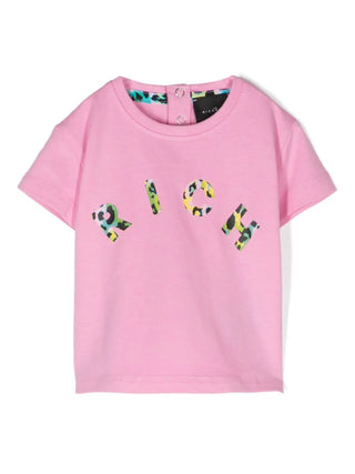 John Richmond T-shirt manica corta in jersey con logo rosa