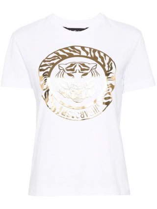 Just Cavalli T-shirt maniche corte con logo Tiger bianco