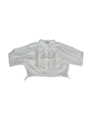 Just Cavalli camicia crop a manica lunga con logo bianco