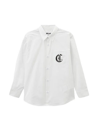 Just Cavalli camicia manica lunga con logo bianco
