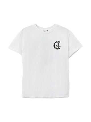 Just Cavalli T-shirt manica corta con logo e stampa Tiger bianco