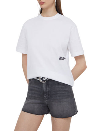 Karl Lagerfeld Jeans T-shirt manica corta con logo e stampa iconica bianco