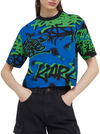 Karl Lagerfeld Jeans T-shirt manica corta con stampe all over blu verde