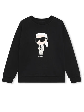 Karl Lagerfeld Kids felpa girocollo con stampa iconica nero