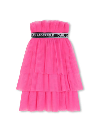 Karl Lagerfeld Kids gonna lunga plissettata in tulle fucsia