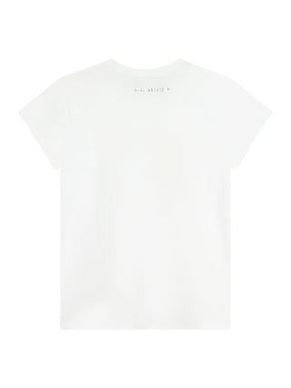 Karl Lagerfeld Kids T-shirt manica corta con logo strass bianco oro