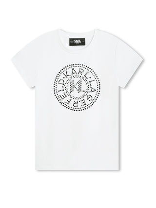 Karl Lagerfeld Kids T-shirt manica corta con logo strass bianco