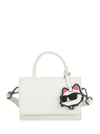 Karl Lagerfeld Kids borsa a mano in ecopelle saffiano con logo bianco