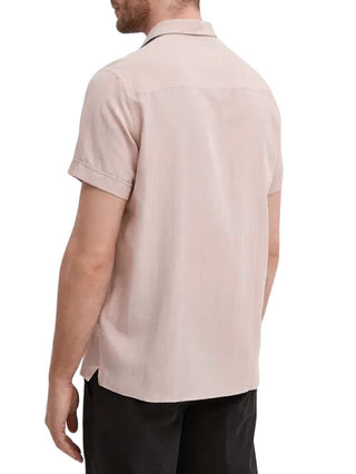 Liu Jo camicia manica corta in misto lino rosa chiaro