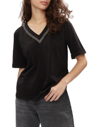 Liu Jo T-shirt manica corta con scollo a V nero