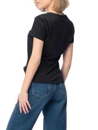 Liu Jo T-shirt maniche corte con logo strass nero