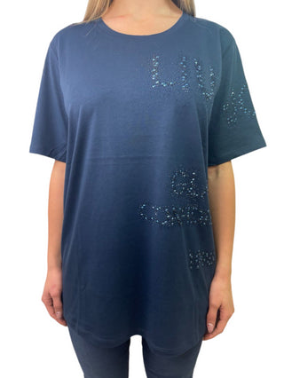 Liu Jo T-shirt a maniche corte con logo strass blu