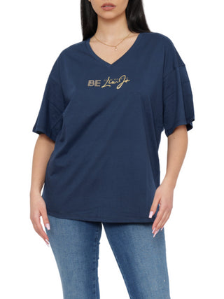 Liu Jo T-shirt manica corta con scollo a V blu oro