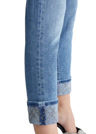 Liu Jo jeans Monroe skinny con risvoltini strass lavaggio blu medio