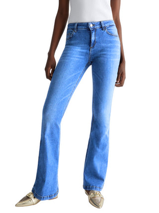 Liu Jo jeans flare in denim elasticizzato lavaggio blu medio