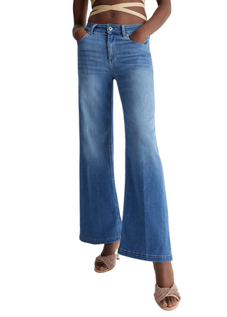 Liu Jo jeans flare a vita alta in denim stretch lavaggio blu medio