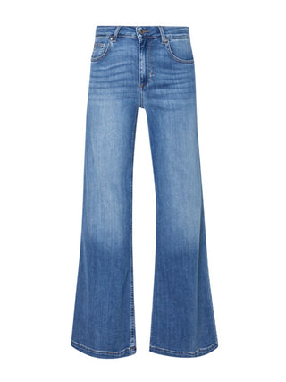 Liu Jo jeans flare a vita alta in denim stretch lavaggio blu medio