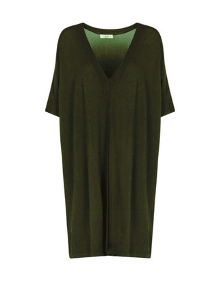 Lola by Sandro Ferrone cardigan manica corta in maglia verde militare
