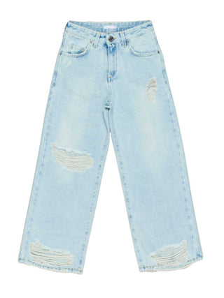 Lulù by Miss Grant jeans a gamba larga con strappi lavaggio blu chiaro