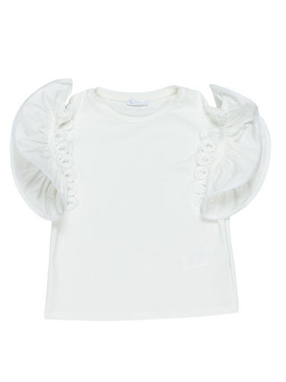 Lulù by Miss Grant T-shirt manica corta con volant bianco latte