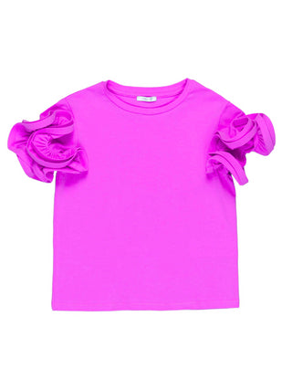 Lulù by Miss Grant T-shirt manica corta con rouches fucsia