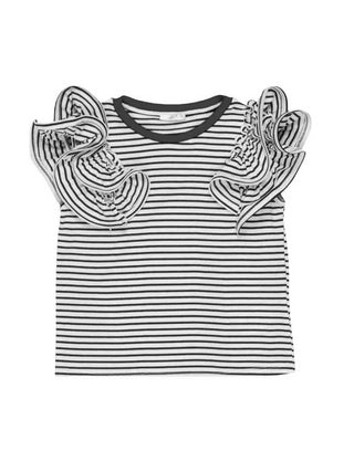 Lulù by Miss Grant T-shirt manica corta a righe con rouches bianco nero